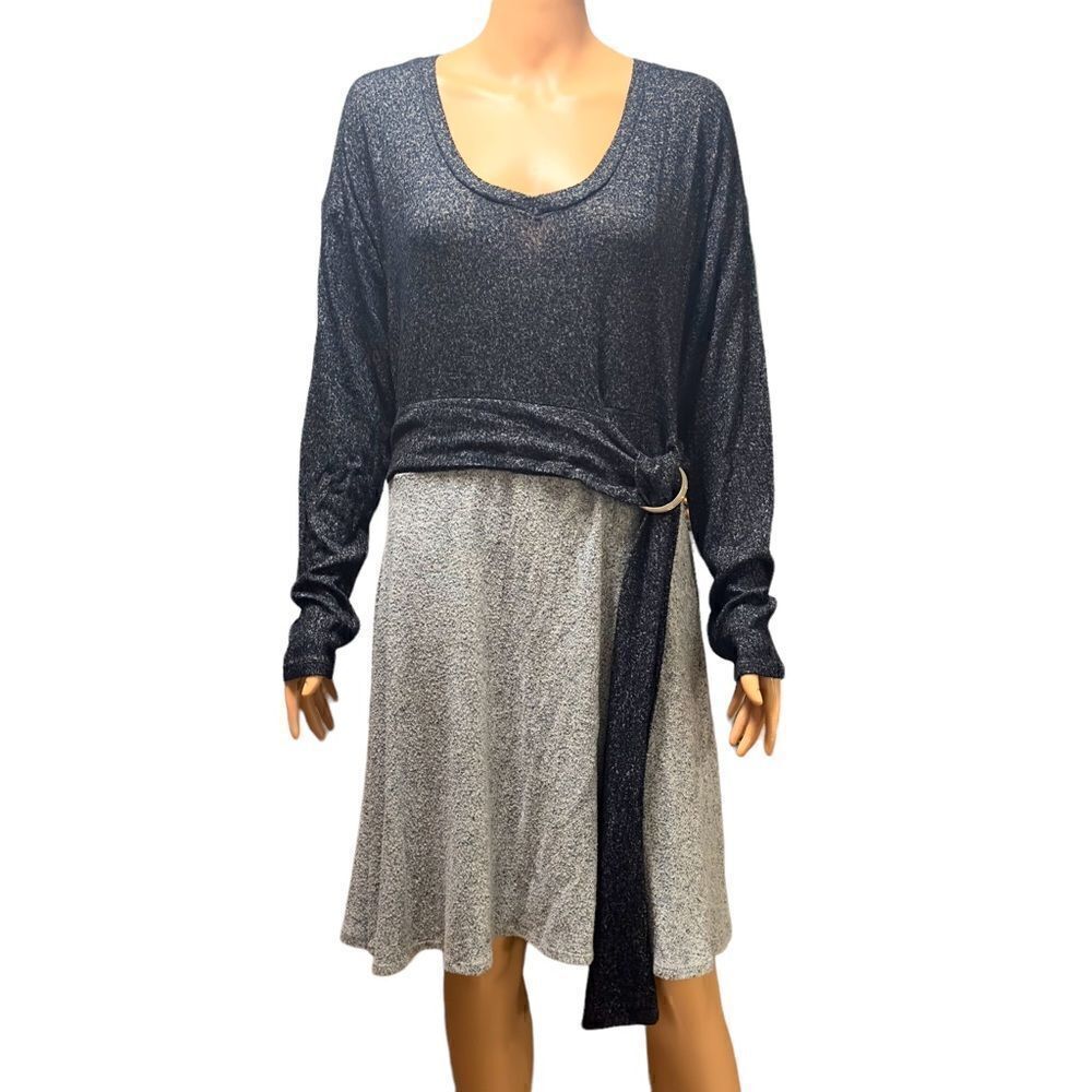 VENUS Colorblock Textured Light Knit Jersey Dress XLARGE